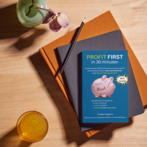 Het boek Profit First in 30 minuten ligt op tafel